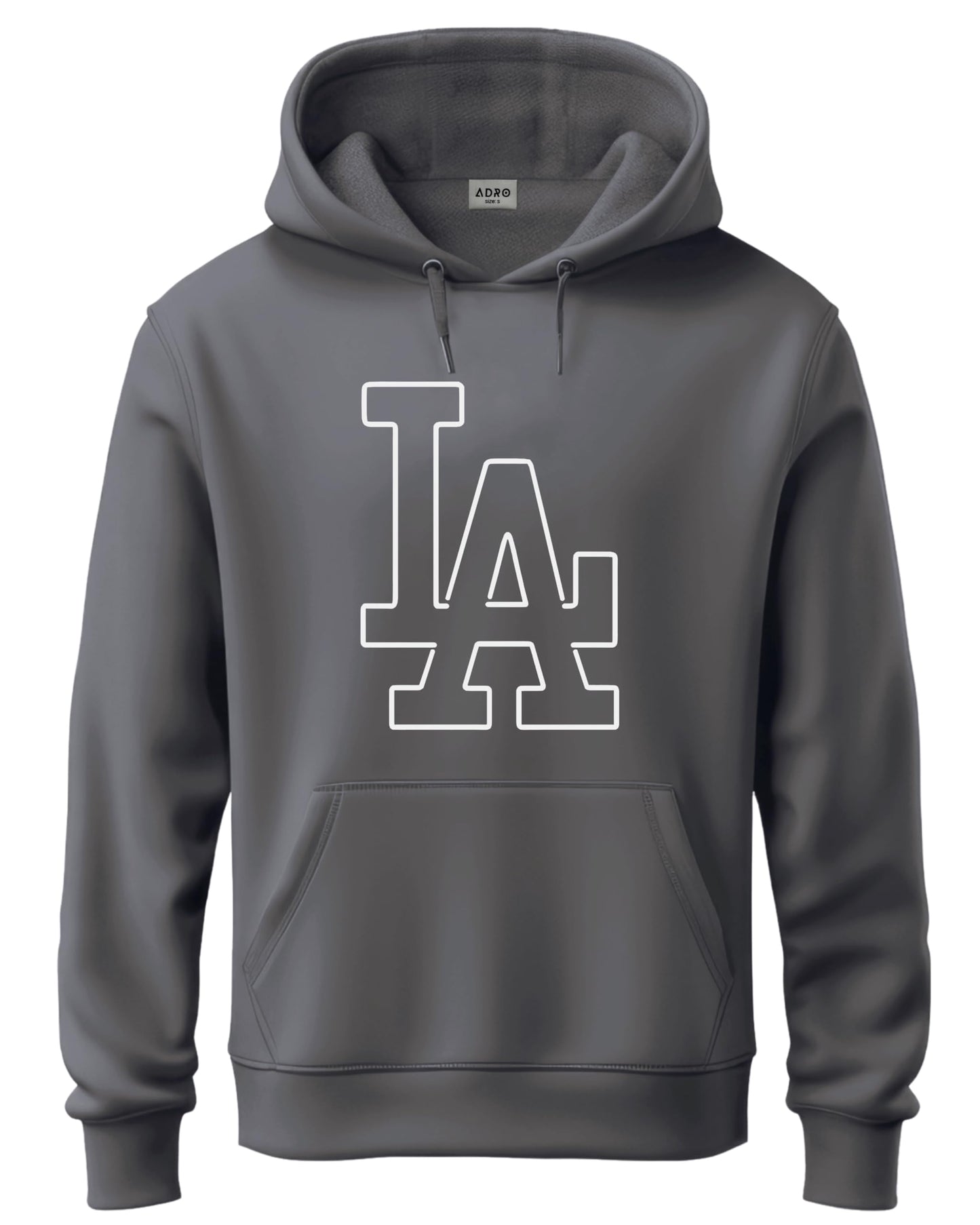 ADRO Mens Cotton Neck Hooded Sweatshirt (H24-LA-SG_Steel Grey