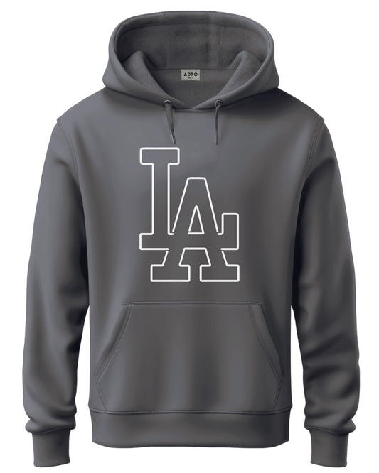 ADRO Mens Cotton Neck Hooded Sweatshirt (H24-LA-SG_Steel Grey