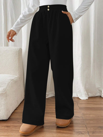 SMOWKLY Authentics Womens Trendy Casual Cotton Blends Stretchable Baggy Loose Trouser with Pockets || High Rise Elastic Waist G