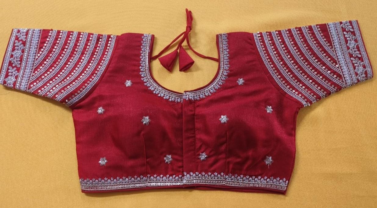 Vihu Fashion WomenS Blouse Readymade Blouse Embroidery Multi Coding Gold Thread Indian Ethnic Designer Stitched WomenS Readyma