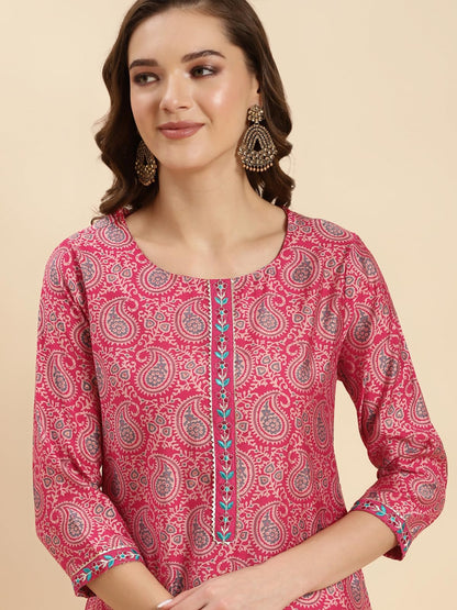 rangita Rayon Printed Straight Kurta with Pant and Dupatta | Kurta Set for Women