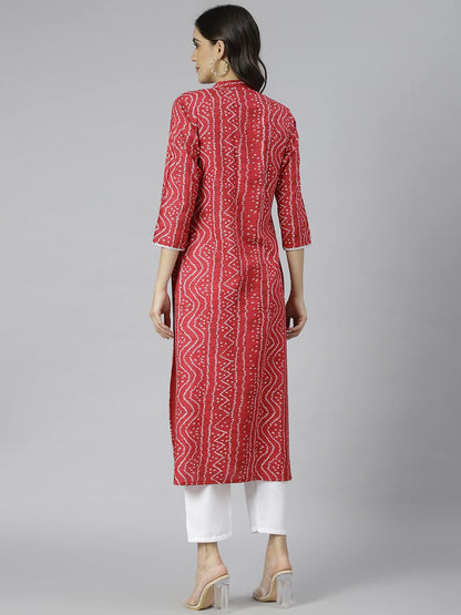 ANNI DESIGNER Women's Cotton Blend Straight Bandhi Printed Kurta (Bandhu)