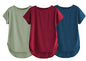 Fabricorn Combo Of Three Plain Maroon, Sage Green And Airforce Blue Round Neck Up And Down Cotton Tshirt For Women (Maroon, Sage