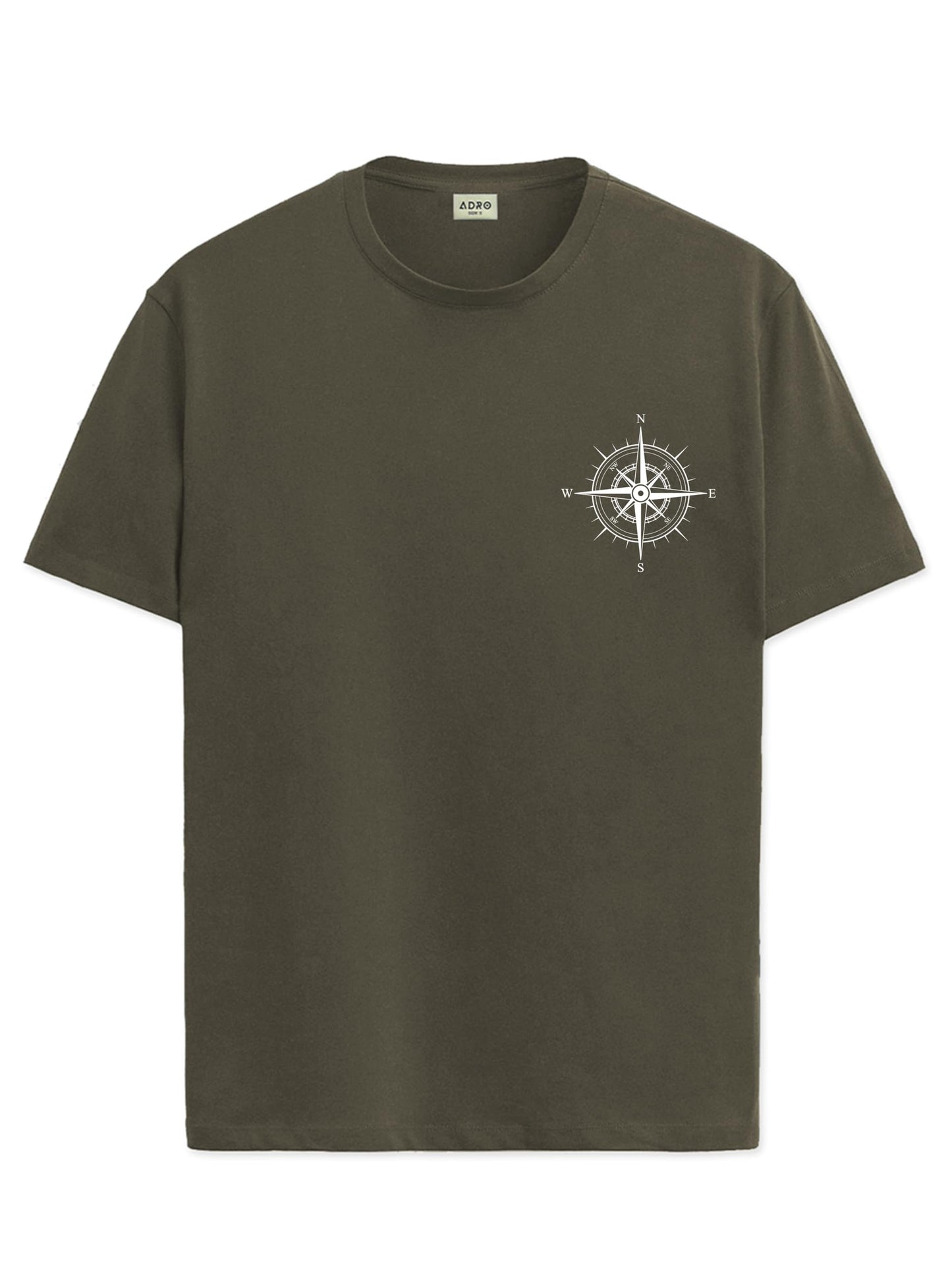ADRO Mens Solid Regular Fit T-Shirt (RN24-STICK-COMP-OL_Olive