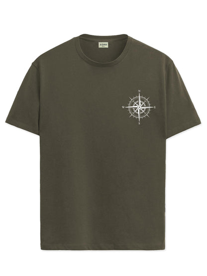 ADRO Mens Solid Regular Fit T-Shirt (RN24-STICK-COMP-OL_Olive