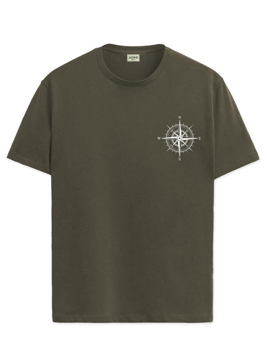 ADRO Mens Solid Regular Fit T-Shirt (RN24-STICK-COMP-OL_Olive