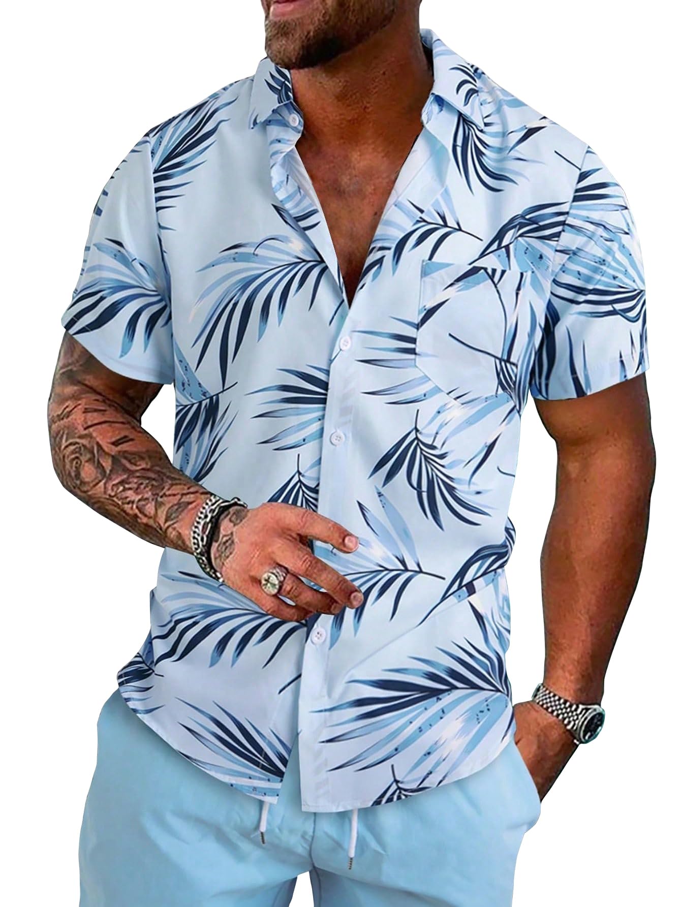 Shasmi Solid Regular Fit Fancy Casual Shirt for Men_Sky Blue