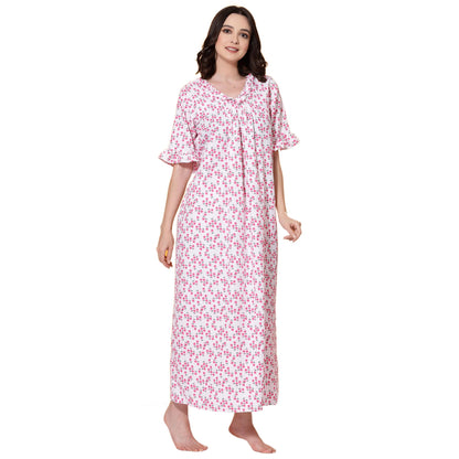 OOMPH! Cotton Blend Nighty for Womens | Night Gown | Nighty | Nightdress | Maxi Dress | Sleepwear | Gown for Women | Nighties |