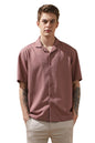 Dennis Lingo Men Relaxed Fit Pink Half Sleeves Polyester Casual Shirt