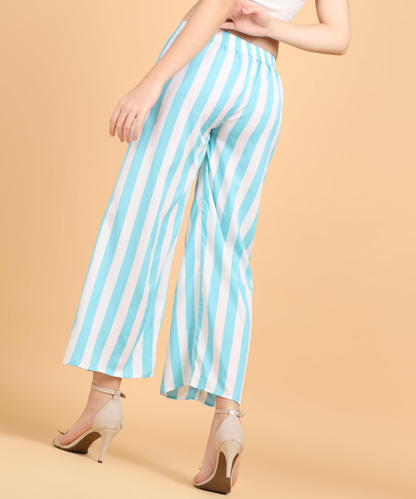 POPWINGS Casual Relaxed Fit Stripe Printed Trouser for Women for Summer | Casual Trouser for Women