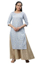 Aurelia Women's Light Blue Floral Printed Textured Rayon Lurex Straight Kurta_23AUA14644-507580_XS