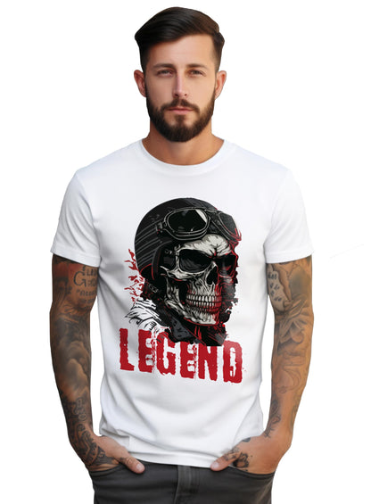 Peppyzone Mens Regular Fit T-Shirt (PZ-SkullRider132_White5