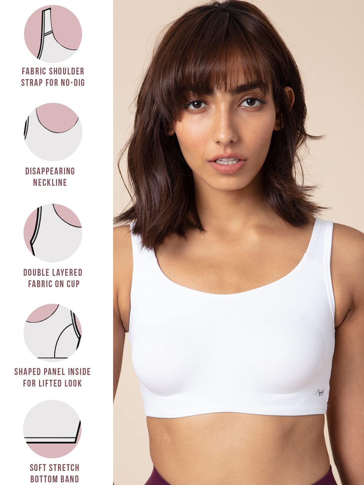 NYKD Soft Cup Easy Peasy Slip On Everyday Bra for Women, Wireless, Full Coverage, Support Shaper, Non Padded Sports Bra Bra, NYB