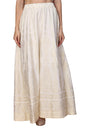 Aurelia Women's White Ethnic Gold Print Flared American Crepe Skirt - (A60390-509945-XL)