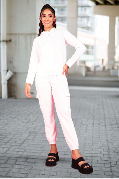 POPWINGS Casual Self Design Solid Sweatshirt and Joggers Co-Ords Set for Women | Trendy Stylish Top and Bottom Set for Women | W