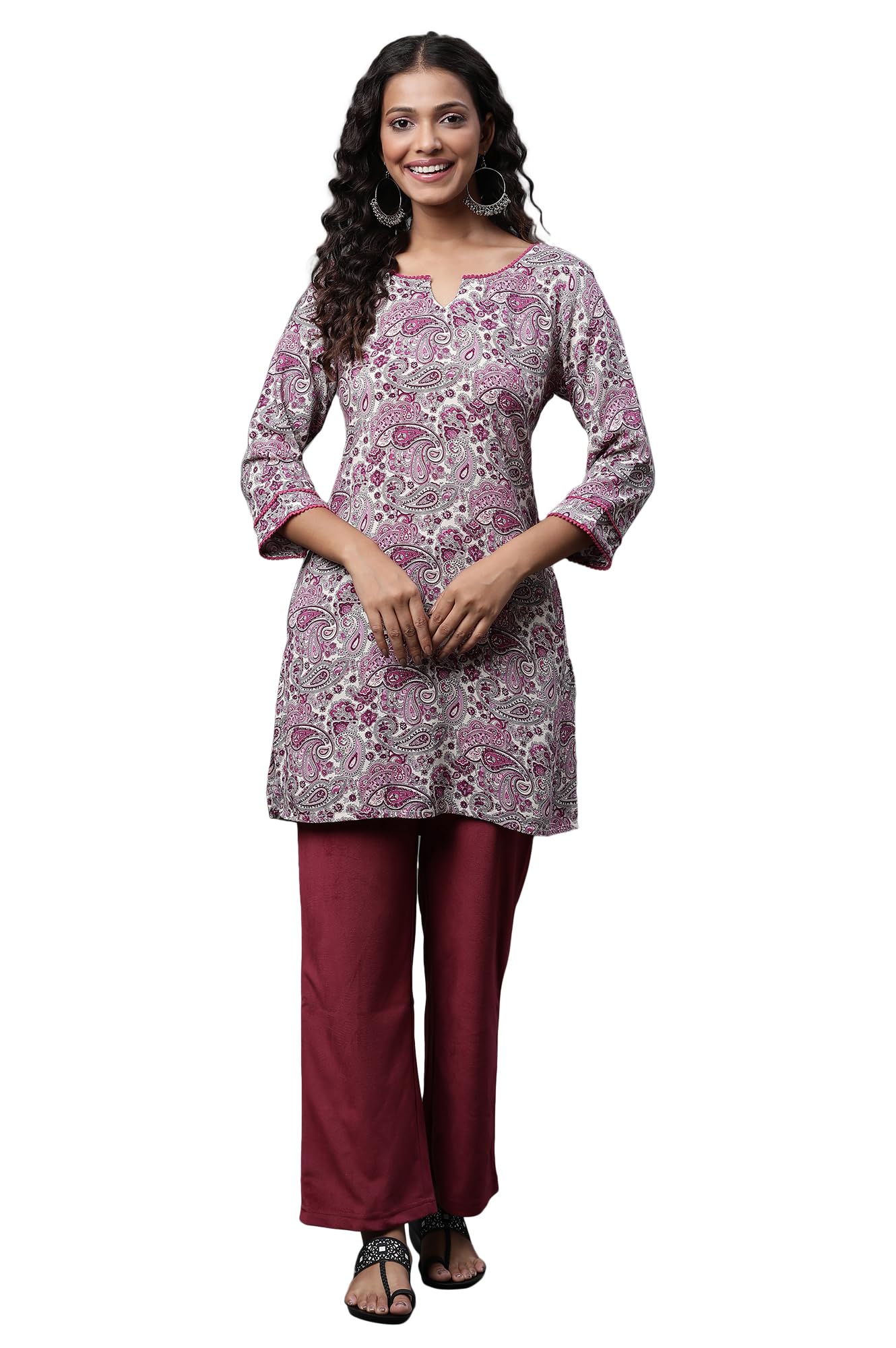 Aurelia Women's Purple Floral Printed Viscose Kurti_23AUA30398-507451_M