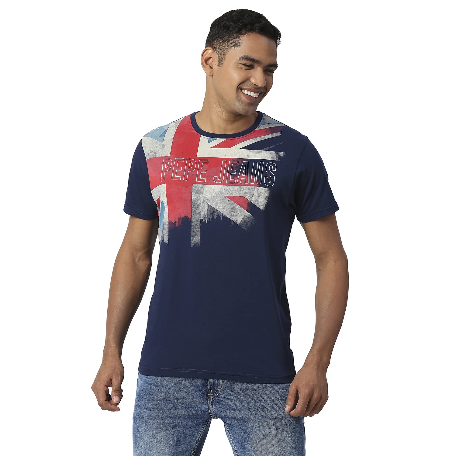 Pepe Jeans MenS Graphic Slim Fit T-Shirt (Pm509001595S_Navy