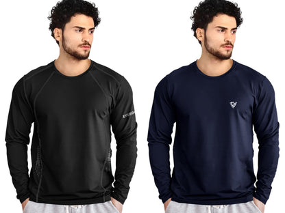 Noble Monk MenS Regular Fit T Shirt (Combo Pack Of 2) |Full Sleeves |Round Neck |Casual Tshirt For Men
