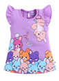 BUMZEE Girls Cotton Cap Sleeves Animal Print Above Knee Length Frock/Dress Lavender - 2-3 Years (Peb11494F-lvd)