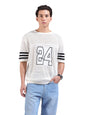 The Indian Garage Co Mens Oversized Textured Flatknit Half Sleeves Crew Neck Sweater
