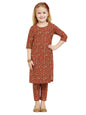 A.T.U.N. (ALL THINGS UBER NICE) Girls Floral Printed 3/4 Sleeve Kurti and Pant Set | Stylish Traditional Ethnic Wear Salwar Suit