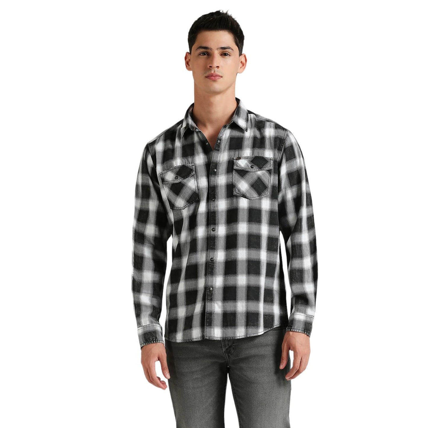 Pepe Jeans Kettle Sr Y/D Sulpher Twill Check Shirt Black