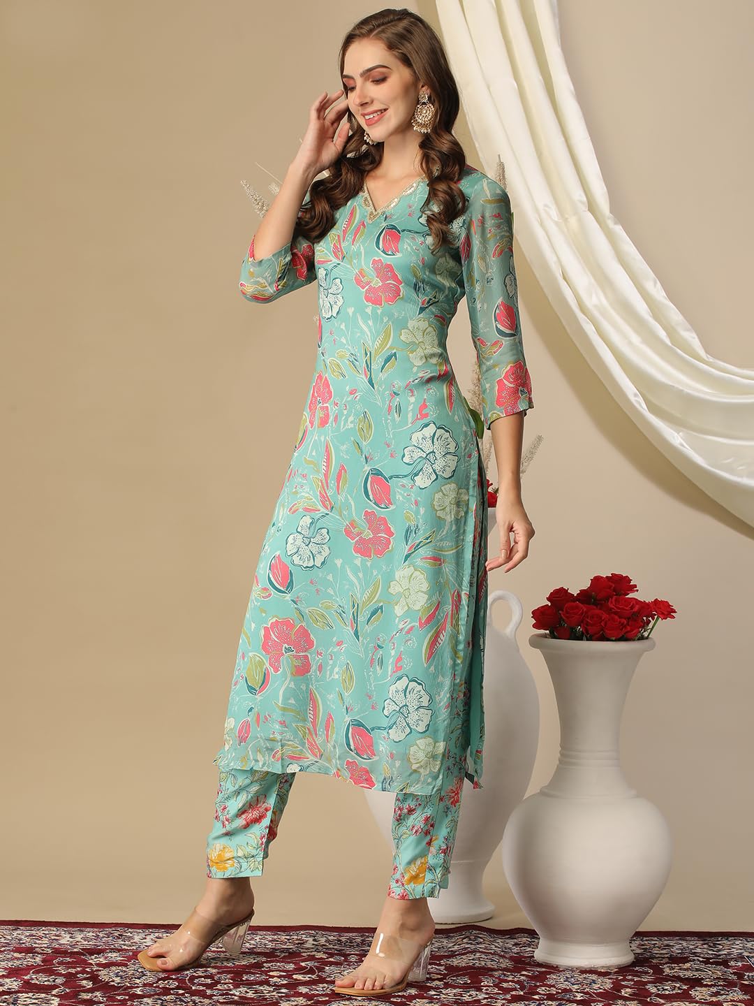 GoSriKi Cotton Blend Women Kurta With Pant
