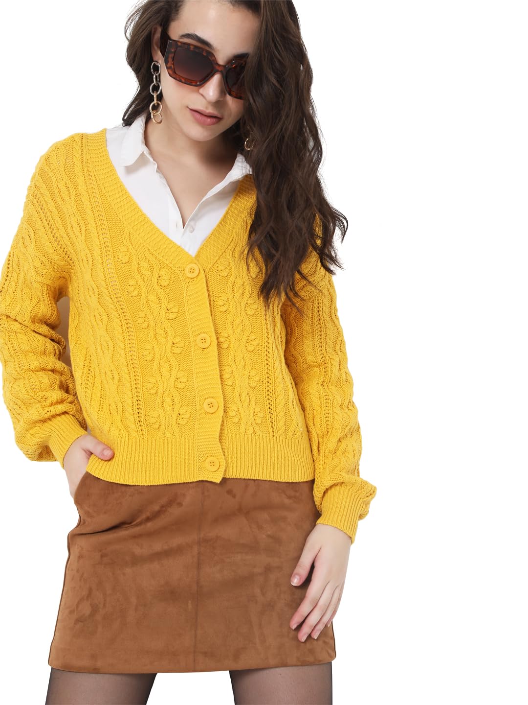 Vero Moda Regular Fit Sweater (10268011_Spicy Mustard_Xl)