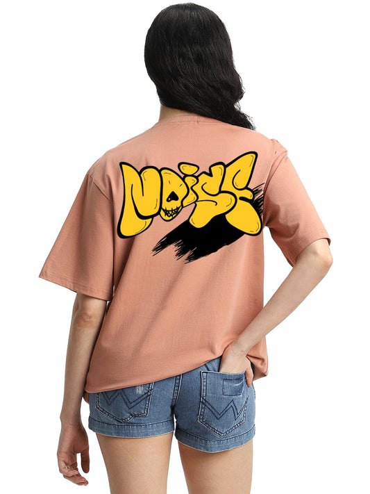 Veirdo Womens Cotton Short Sleeve Round Neck Oversized Fit Graphic Print T-Shirt Women/Girls