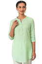 Aurelia Green Textured Cotton Rayon Blend Regular Kurti
