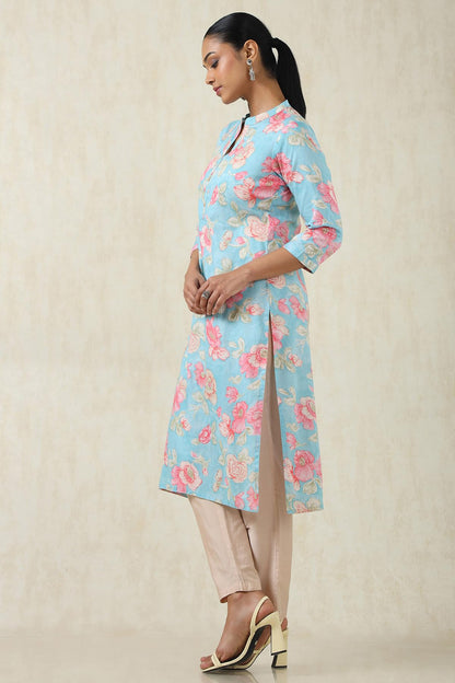 Soch WomenS Cotton Botanical Regular Kurta (Cws5Ku61081_Powder Blue