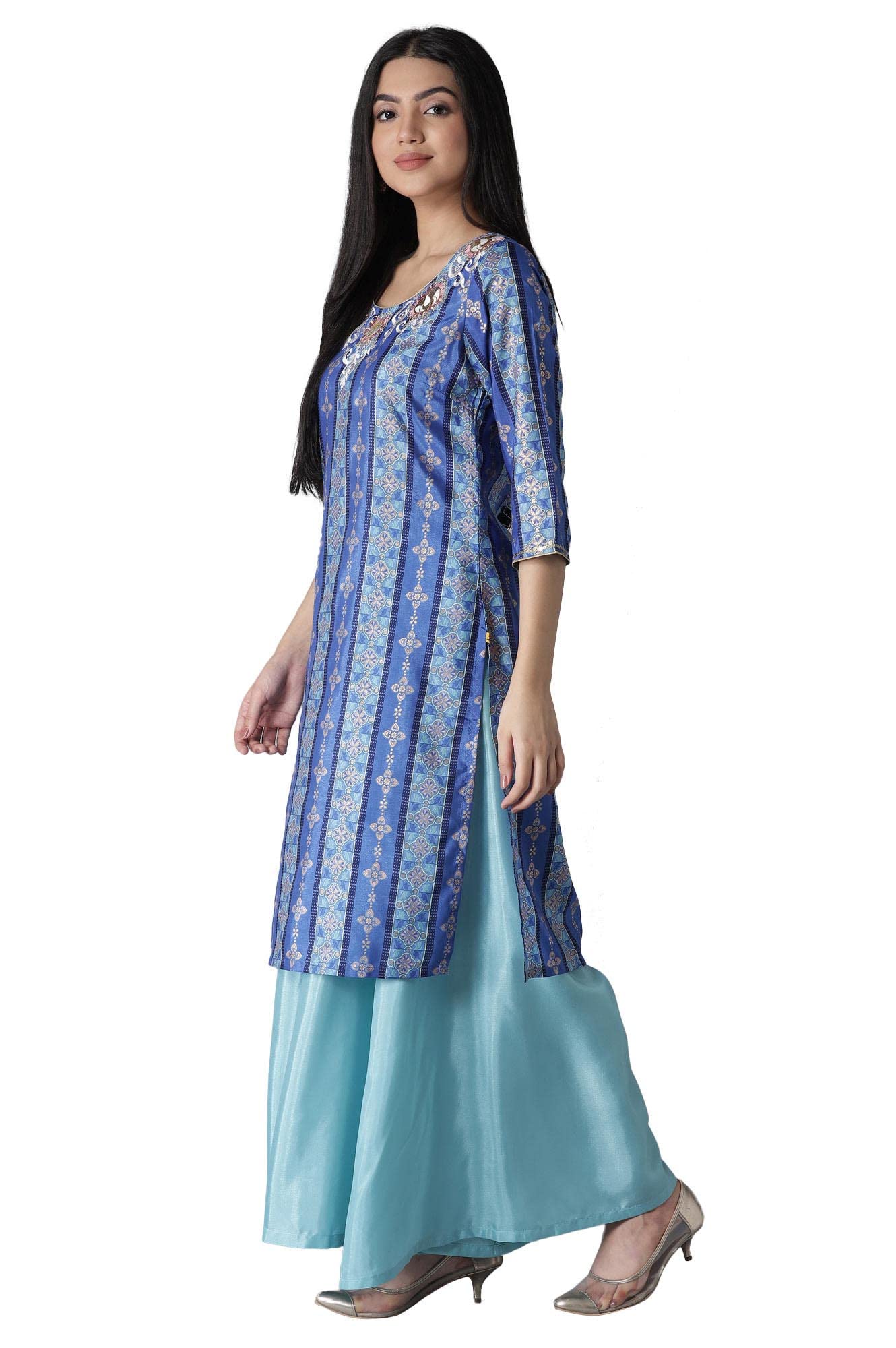Aurelia Women's Kurta-Semi Flared Plazzo