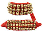 UAPAN Brass Big Ghungroo Bells (3 Line Pad, Red, Pair)