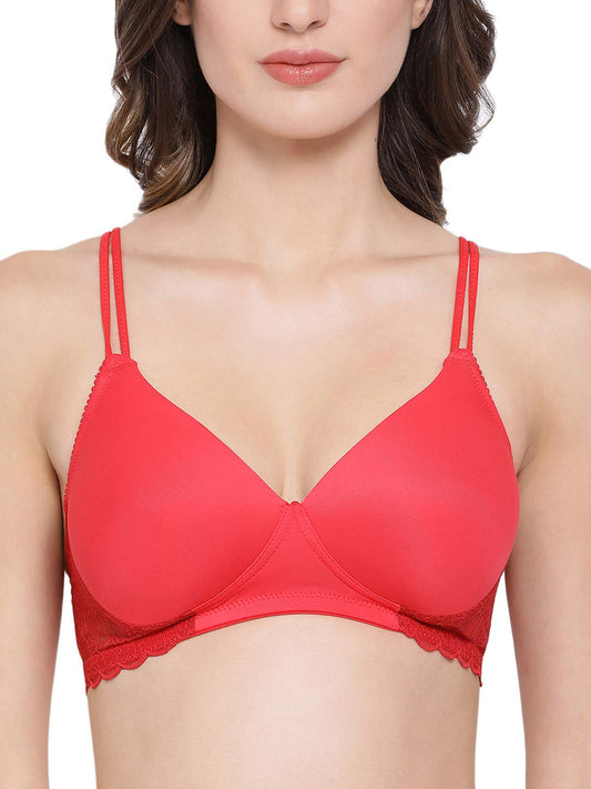 Clovia Womens Padded Non-Wired T-Shirt Bra (BR1874P04_Red_40B)