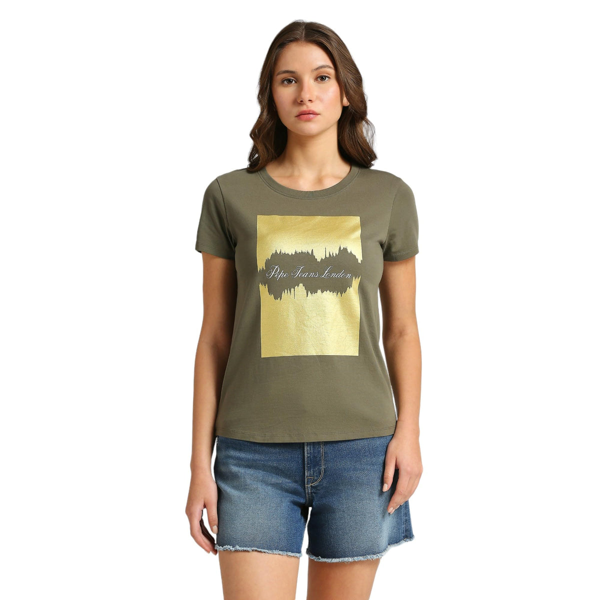 Pepe Jeans WomenS Regular Fit T-Shirt (Pl505911_Olive Green