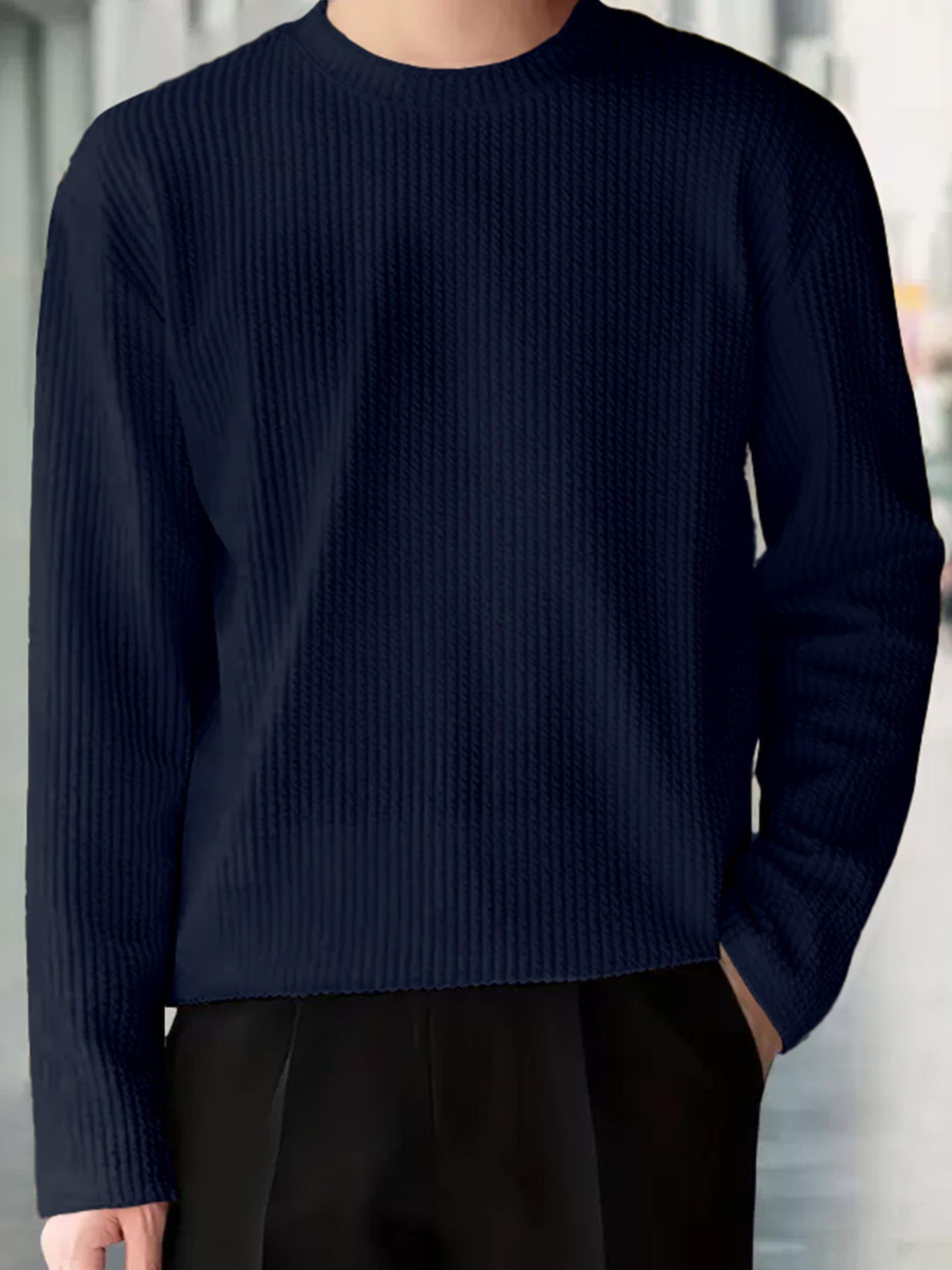Noble Monk MenS Solid Regular Fit T-Shirt (T1202_Model_Navy Blue