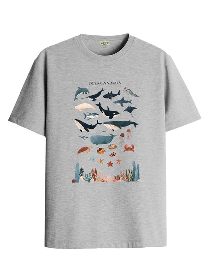 ADRO T Shirts for Boys & Girls || Ocean Sharks Printed T-Shirt || Ages 3-14 || 100% Cotton Round Neck Tshirt for Boys & Girls||K