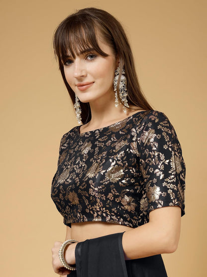 Oomph! Readymade Blouse For Women, Brocade, Boat Neck, Rbbl509