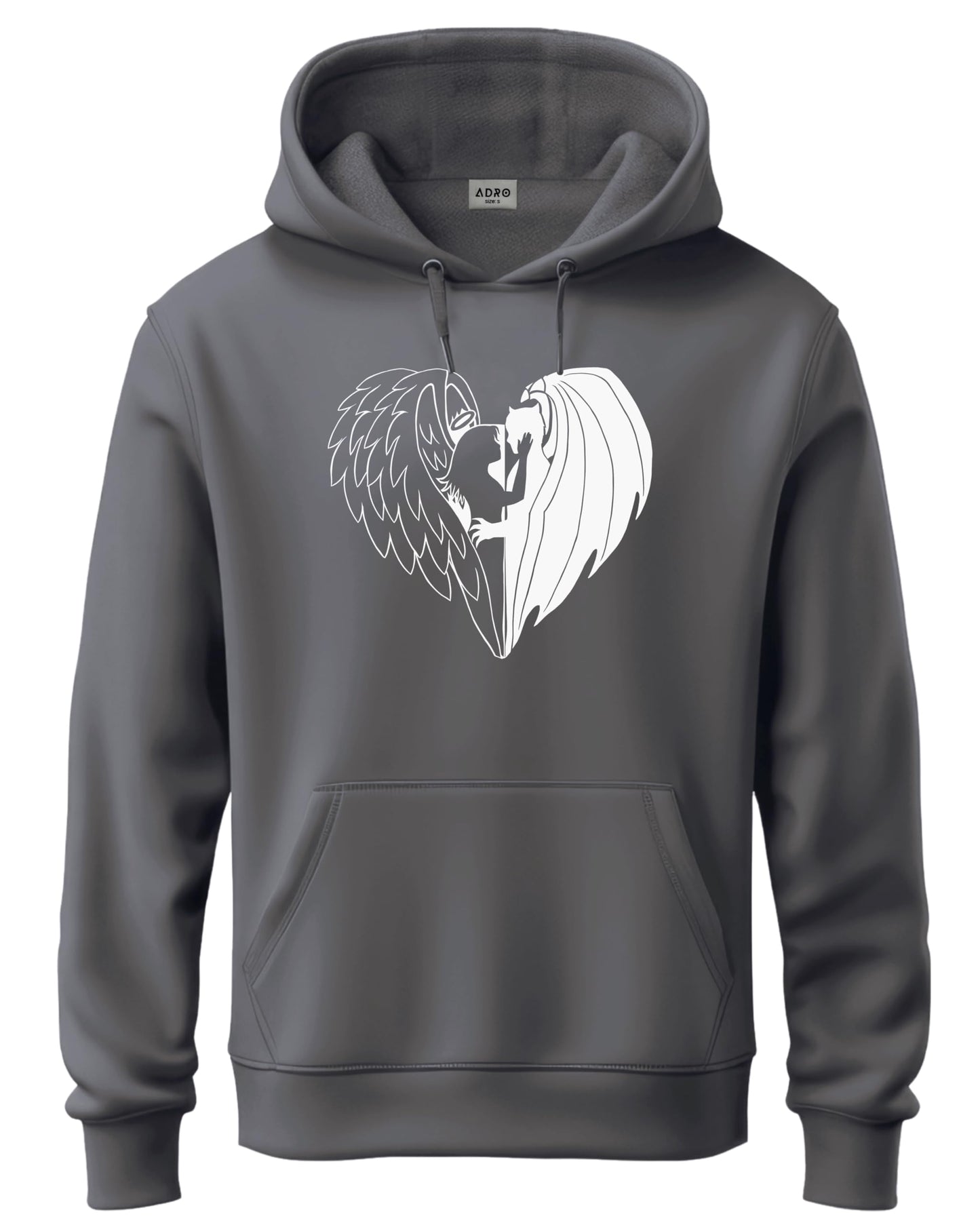 ADRO Mens Cotton Neck Hooded Sweatshirt (H24-DEVI-SG_Steel Grey