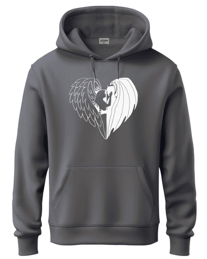ADRO Mens Cotton Neck Hooded Sweatshirt (H24-DEVI-SG_Steel Grey