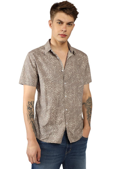 Dennis Lingo MenS| Brown| Half Sleeve| Spread Collar| Printed| Relaxed Fit| Casual Shirt