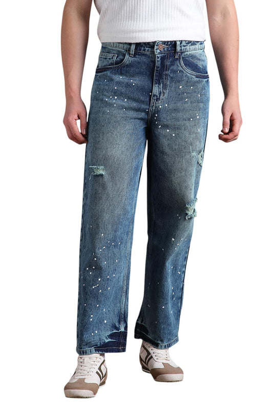 Hubberholme Men Cotton Washed Baggy Mid-Rise Jeans 18