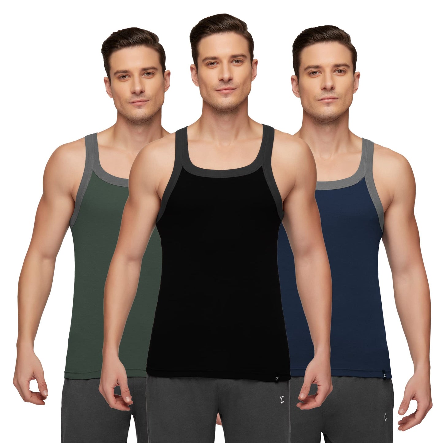 XYXX Mens Super Combed Cotton Square Neck Knitted Vest - High Moisture Absorbing Innerwear for Men with Anti-Bacterial Silver F