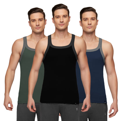 XYXX Mens Super Combed Cotton Square Neck Knitted Vest - High Moisture Absorbing Innerwear for Men with Anti-Bacterial Silver F