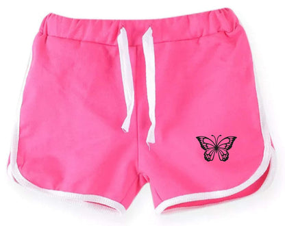 Kyda Kids Girls Cotton Plain Regular Fit Shorts For Summer- Multicolor