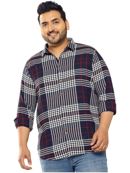 Thomas Scott | Mens | Checks Printed | Plus Size | Regular Fit | Knitted | 100% Cotton | Long Sleeve | Shirts for Men (TS1741_N