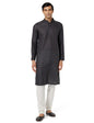 Manyavar Grey Cotton Solid Casual Kurta Set For Men
