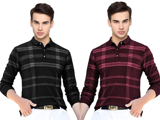 Noble Monk MenS Polo Neck Full Sleeves T-Shirt | Causal Tshirt For Men