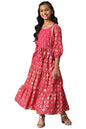 Girls Pink Embroidered Tiered Dress