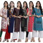 Pinkmint Womens Crepe Digital Print Straight Kurta [Pack of 6]